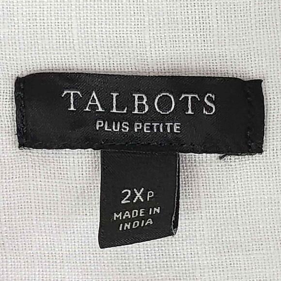 Talbots Shirt Top Womens Plus Size 2Xp Button Up Linen Solid White Lagenlook - Picture 7 of 9